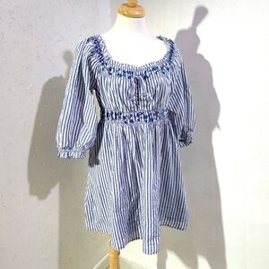 American Eagle | Blue and White Striped Cottagecore Dress